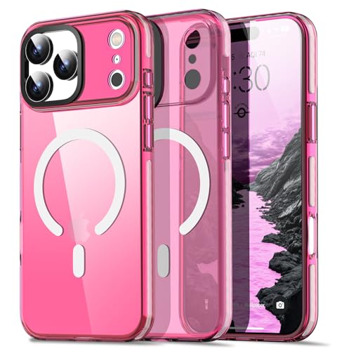 AICase iPhone 17 Pro Max �P�[�X MagSafe �Ή� �N���A�z�b�g�s���N ���� �ϏՌ� ���ϖh�~ �J�����ی� �X���� �X�}�z�J �o�[ �A�C�t�H�� 17 �v���}�b�N�X ��p