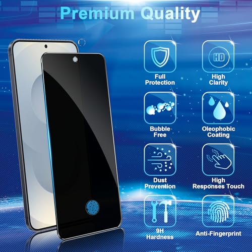 Image of [2+2 Pack] Privacy Screen Protector for Galaxy S25 Plus 5G - 2 Tempered Film with 2 Camera Lens Glass - High Clarity - Anti-Spy Protection - Scratch Resistant - Easy Installation