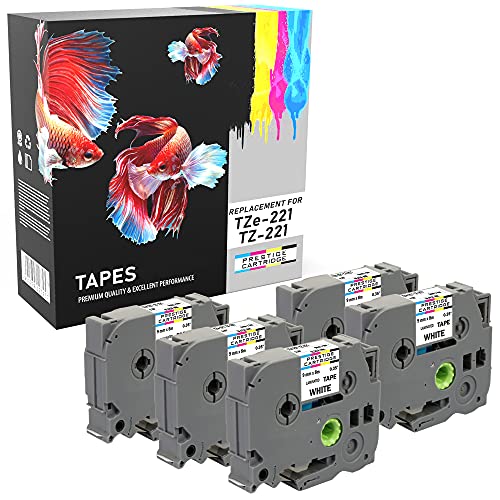 5 Compatibili Cassettes TZe-221 TZ-221 nero su