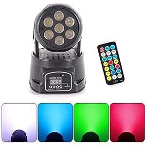 7 × 10W RGBW 4 in 1 LED bewegende kop beweegbare podiumverlichting (DMX512, afstandsbediening, master/slave, stand-alone flits, automatisch) moving heads Lixada, lichteffect, DJ-effect,