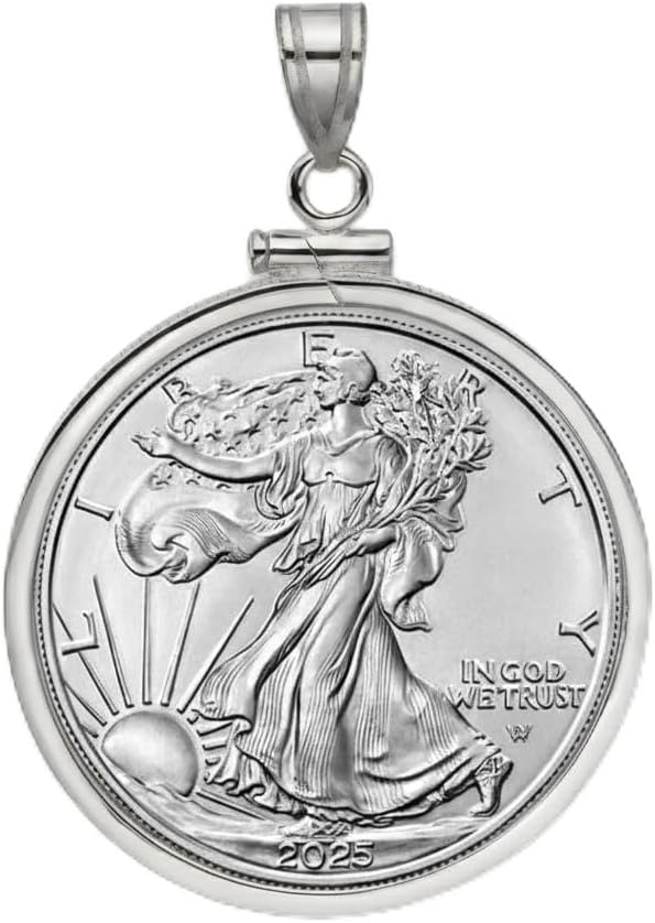 1 oz American Silver Eagle Dollar Coin Bezel Pendant Sterling Silver Coin Edge 1986-2023 40.6mm x 3.05mm (Price for bezel only)