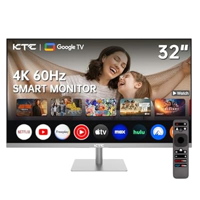 KTC - Smart Monitor 32 Pulgadas con Smart Sistema TV | UHD 4K@60Hz | Bluetooth WiFi Speaker KVM | Voice Remote | HDR10 | HDMI 2.1 DP 1.4 PD 65W USB C DP USB-A x 4