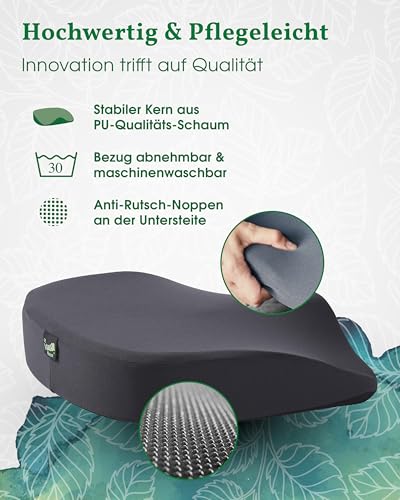 VitaL Kissen® – Hüftkissen- das Original. Orthopädisches Sitzkissen – Ergonomisches Keilkissen für Bürostuhl & Stuhl – Entlastet Rücken, Hüfte, Knie & LWS – Gegen Schmerzen & für aufrechtes Sitzen
