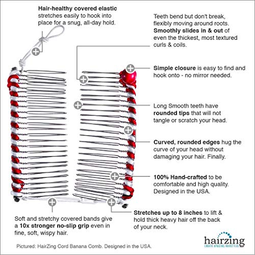 Holiday Banana Clip for Fine Thin Hair - No Pressure, No Pain, Add Volume w/ Comfy Ponytails, UpDo Styles in Seconds (Medium w/Ball Closure)
