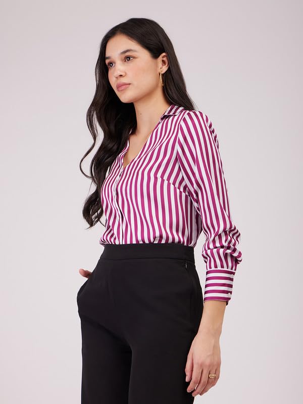Image of FableStreet Women Shirts | Comfort Fit Spread Collar | Premium Satin Fabric for Formal, Business Casual