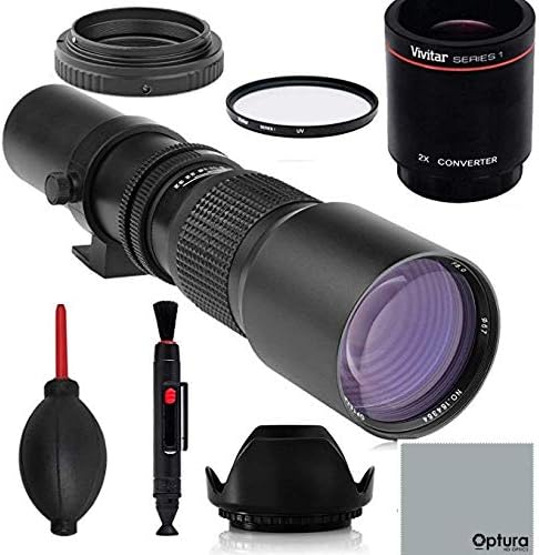 High-Power 500mm/1000mm f/8 Manual Telephoto Lens for Nikon D7500, D500, D600, D610, D700, D750, D800, D810, D850, D3100, D3200, D3300, D3400, D5100, D5200, D5300, D5500, D5600, D7000, D7100, D7200 F4