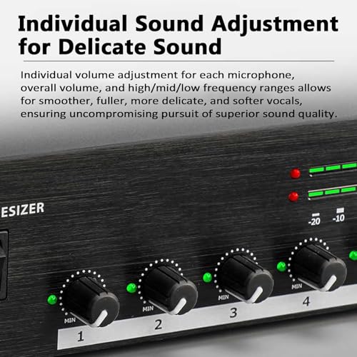 Mezclador de micrófono de conferencia, procesador de efectos de música profesional de 12 canales, entrada de micrófono XLR/6.3 mm, alimentación fantasma de 48 V, antiretroalimentación para estudio y