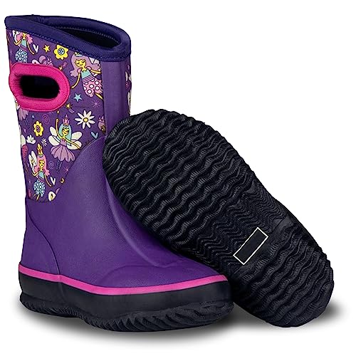 LONECONE Mud Boots for Boys and Girls - Kid-Friendly Insulating All-Weather Neoprene Boots for Snow Rain and Muck Easy-On Play-Proof Non-Slip Durable - Bippity Boppity Fairy Boots 4 Toddler