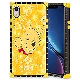 DISNEY COLLECTION Square Case Compatible iPhone Xr 6.1 Inch Disney Winnie The Pooh Elegant Soft TPU Full Body Shockproof Protective Case Metal Decoration Corner Back Cover iPhone XR Case