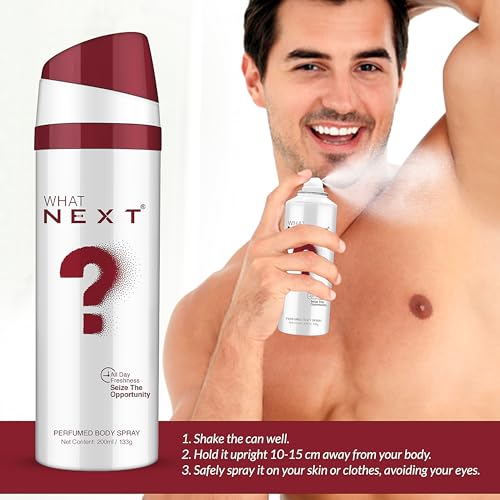 Image of Next Care What Why When Body Spray Combo Pack of 3 (200ml Each) | Long Lasting Unisex Perfumed Deodorant for Men & Women