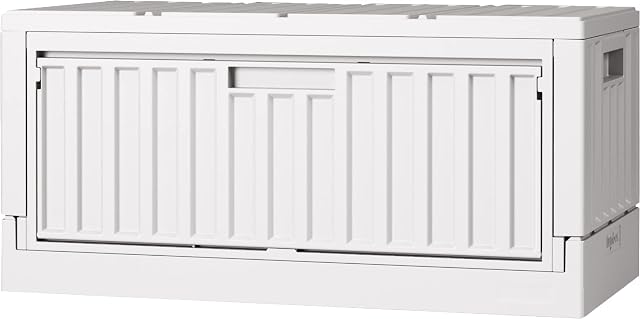 livinbox Plastic storage box with lid, Ottoman, Camping table, Collapsible dorm room storage box, Living room storage trunk, Comic, Books, Clothes, Bedding, Pet supplier, Living Room 45L, FB-6432B-WT