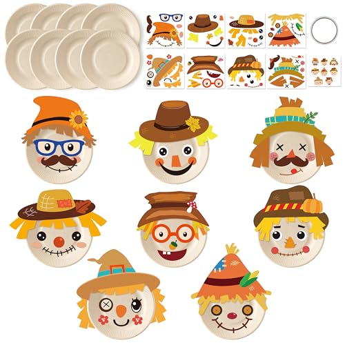 WATINC DIY Fall Scarecrow Thanksgiving Paper Plate Art Kits（18Pcs） - image 1
