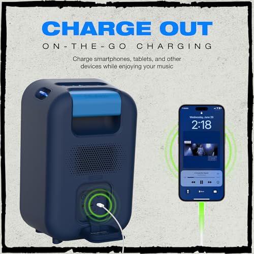 Image of Skullcandy Stomp Bluetooth Speaker - IPX7 Waterproof Wireless Portable Speaker, with LED Lightshow & Strobe Modes, 12 Hour Battery, Multi-Link, & USB-C & USB-A Output Charging (Stomp, Navy)