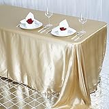 BalsaCircle 90x132 inch Champagne Satin Rectangle Tablecloth Table Cover Linens Wedding Table Cloth...