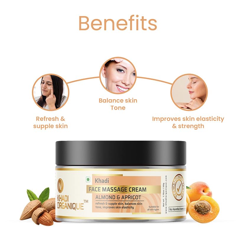 Image of Khadi Organique Almond & Apricot Face Massage Cream, 50 GM