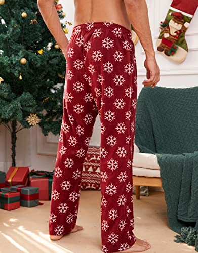 Image of U2SKIIN Mens Fleece Pajama Pants, Warm Plaid Lounge Pj Bottoms