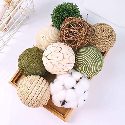 Cir Oases 9Pcs 3.5Inch Fall Decorative Ball Orb Rattan Ball Rattan Woven Orbs Spherical Bowl And Vase Filler For Home Party Wedding Display Decor Props #TOP5