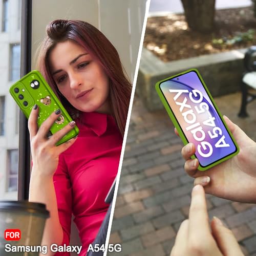 Image of TheGiftKart Back Cover Case for Samsung Galaxy A54 5G | Cute Fun Cartoon 3D Bear Coffee Case | Full Camera Protection | Shockproof Back Cover Case for Samsung Galaxy A54 5G (Silicone, Green)
