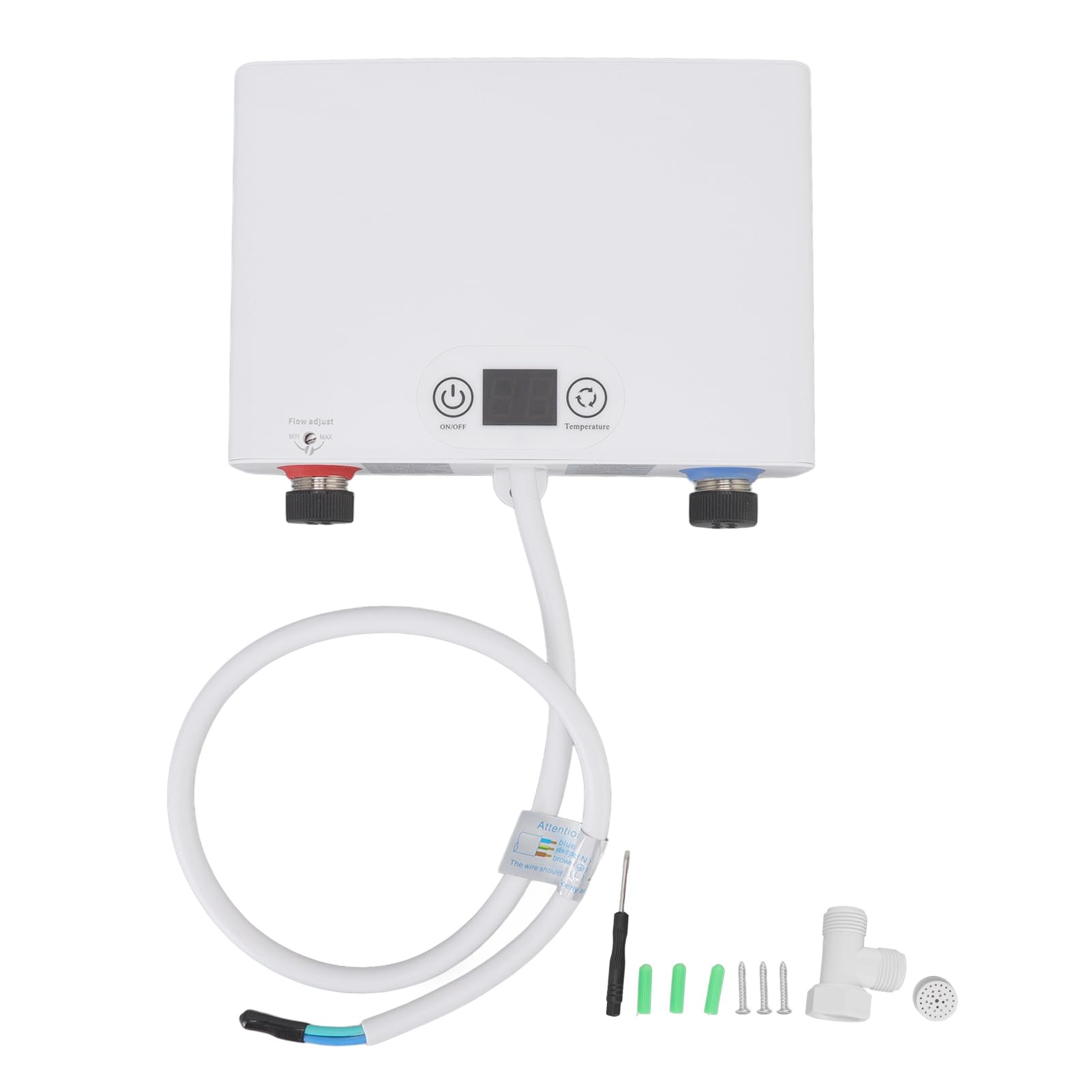 Mxzzand Calentador Agua Instantáneo 5500W, Sin Tanque para Baño/Cocina, Ahorro 50% Energía, Pequeño Instantáneo Eléctrico para Baño