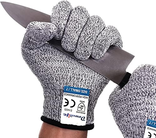 Dowellife Cut Resistant Gloves Food Grade Level 5 Protection, Safety Kitchen Cuts Gloves for Oyster Shucking, Fish Fillet Processing, Mandolin Slicing, Meat Cutting and Wood Carving. (X-Large)