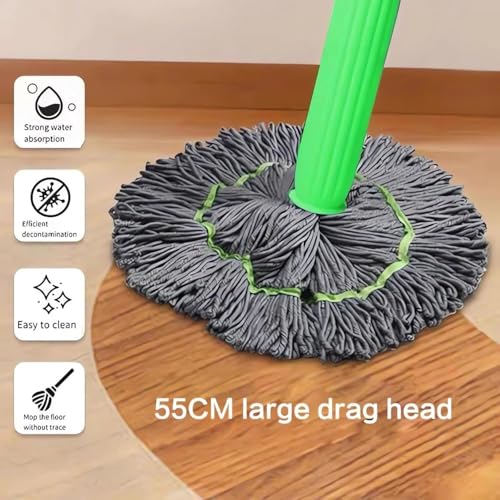 Image of Microfiber Twist Mop for Floor Cleaning, Squeeze Twist Mop Stick, Durable Dust Easy to Use Floor Cleaner, Effective for Hardwood, Tile, and Laminate (Green)