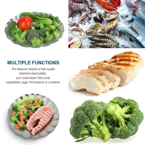 Image of Sok It Vegetable Steamer Basket Stainless Steel, Folding Expandable Veggie Steamer for Cooking, Premium Steam Basket Fits Various Pot Sizes (SM 1, Medium: 22-28oz)