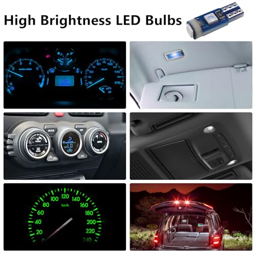 Image of ecocstm 12 PCS T5 LED Bulbs, 74 73 37 2721 Instrument Cluster Light Bulb, 12 Volt Bright Canbus Error Free LED Dashboard Light Bulb, 3030 SMD Automotive Replacement Bulbs (Blue)
