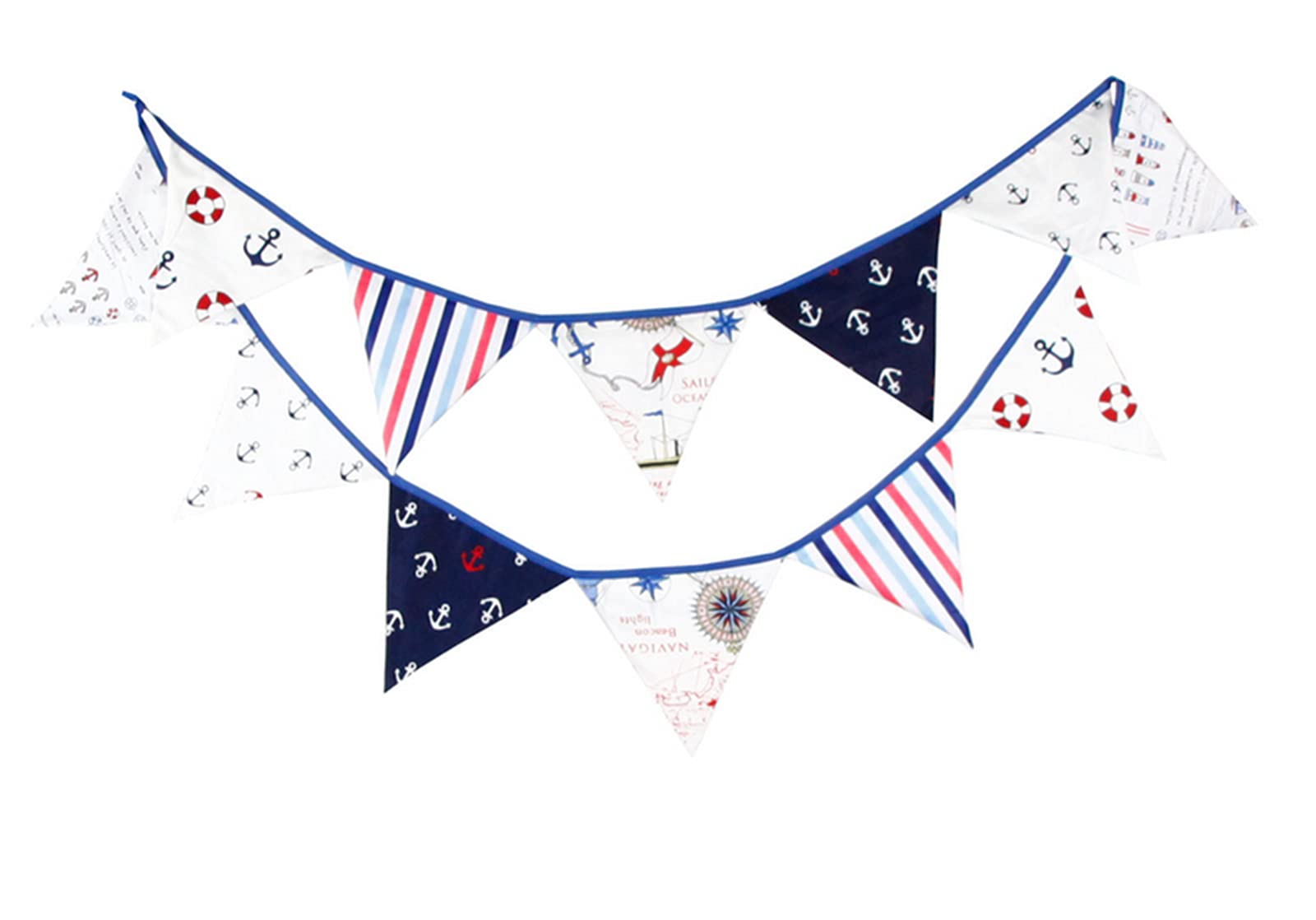 Suneast As Shown In The Picture Bunting Banner Nautical Bunting Pattern Cotton Flags Garland Nautical Pennants Decoration For Wedding Birthday Home Garden Outdoor Party Decoration (12 Flags)