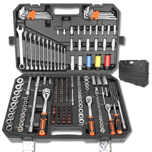 Conjunto de ferramentas 222 peças, Kit Ferramentas, Maleta de Ferramentas, Reparo de Automóveis Caix
