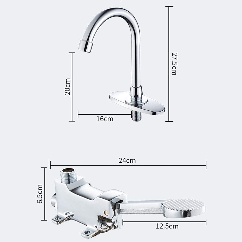 Engineeredecoration Mischbatterie aus Kupfer, Labor-Waschtisch-Fußpedal-Wasserhahn, Moderne Badezimmer-Waschtischarmatur, Wasserhähne für Zuhause, Einzel-/Warm- und Kaltwasser vorhanden