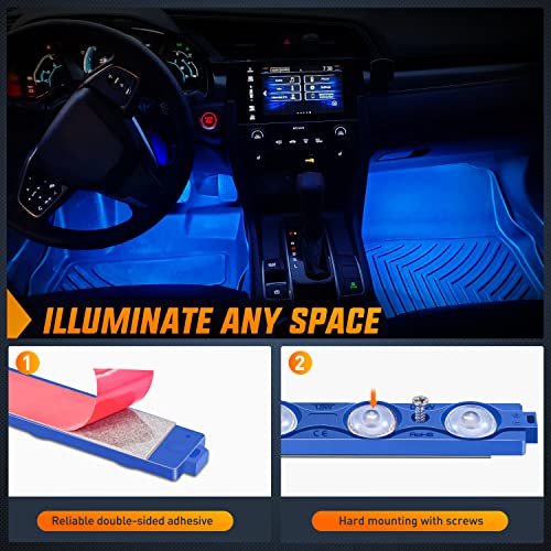 Image of Nilight 8PCS Truck Pickup Bed Light 24LED Blue Cargo Rock Lighting Kits with Switch for Van Off-Road Under Car Side Marker Foot Wells Rail