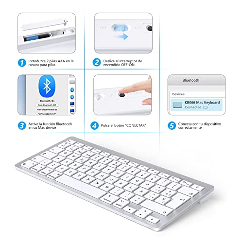 Teclado inalámbrico para Mac compatible con MacBook Air, MacBook Pro e iMac Pro plata 6