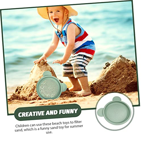 SUPVOX Sand Sifter and Sand Tray Toy for Kids Green Toy with Lid Portable Beach Essential for Outdoor Summer Play and Vacation Activities - Image 3