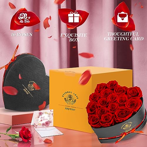 16-Piece Preserved Rose Birthday Gifts for Women, Eternal Rose Preserved Flowers for Delivery Prime Mothers' Day, Valentine's Day, Christmas, Birthday - Red Roses - Image 7