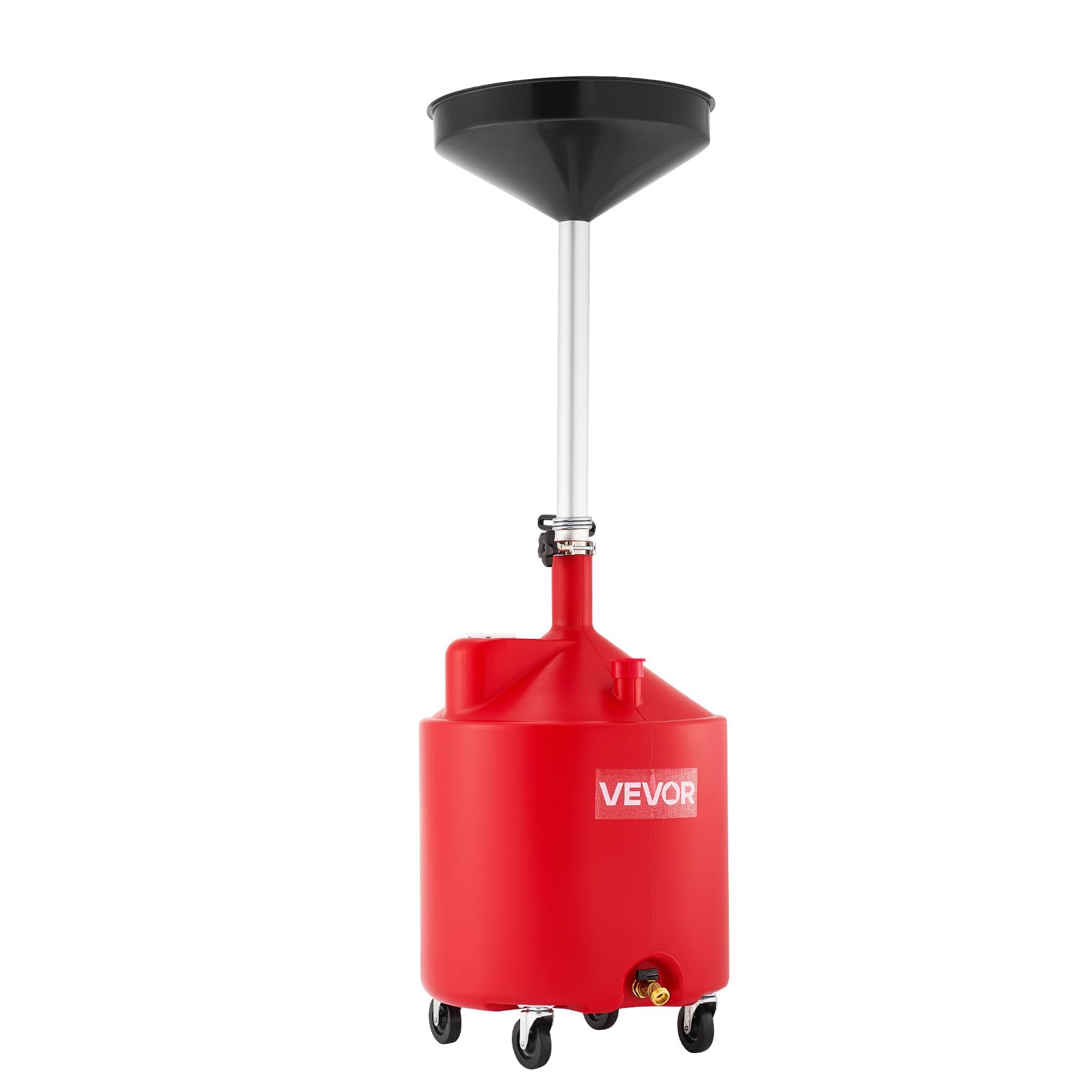 VEVOR Tanque de Drenaje de Aceite Usado, Drenaje de Aceite Portátil de Plástico de 68 L con Embudo Ajustable y Ruedas, Drenador de Combustible para Taller de Reparación de Coches, Industria, Rojo
