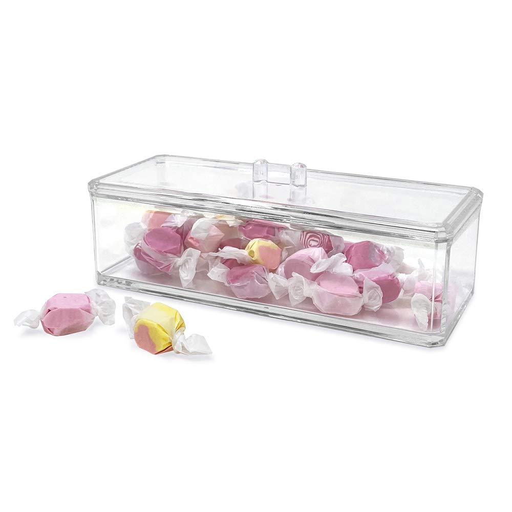 Organizador de almacenamiento apilable rectangular de acrílico transparente con tapa, bandeja de cajón, bandeja multifuncional, baño, cocina, hogar, oficina, escritorio, cajones 4