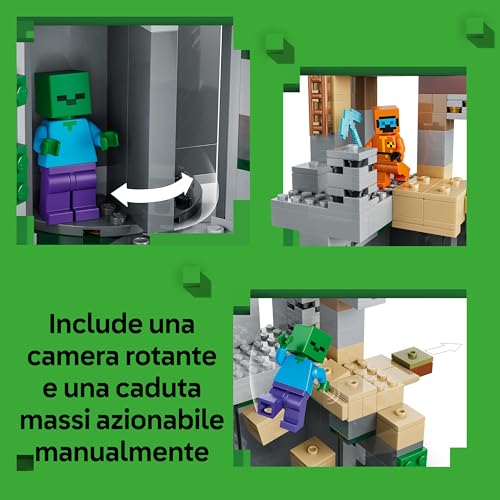 Minecraft Zombie Dungeon - Giocattolo Interattivo con Minifigure di Viandante, 3 Figure Zombie, Slime e un Tavolo da Crafting - Regalo per Gamer, Bambini e Bambine da 8 Anni in su - 21587 - Lego - Immagine 3