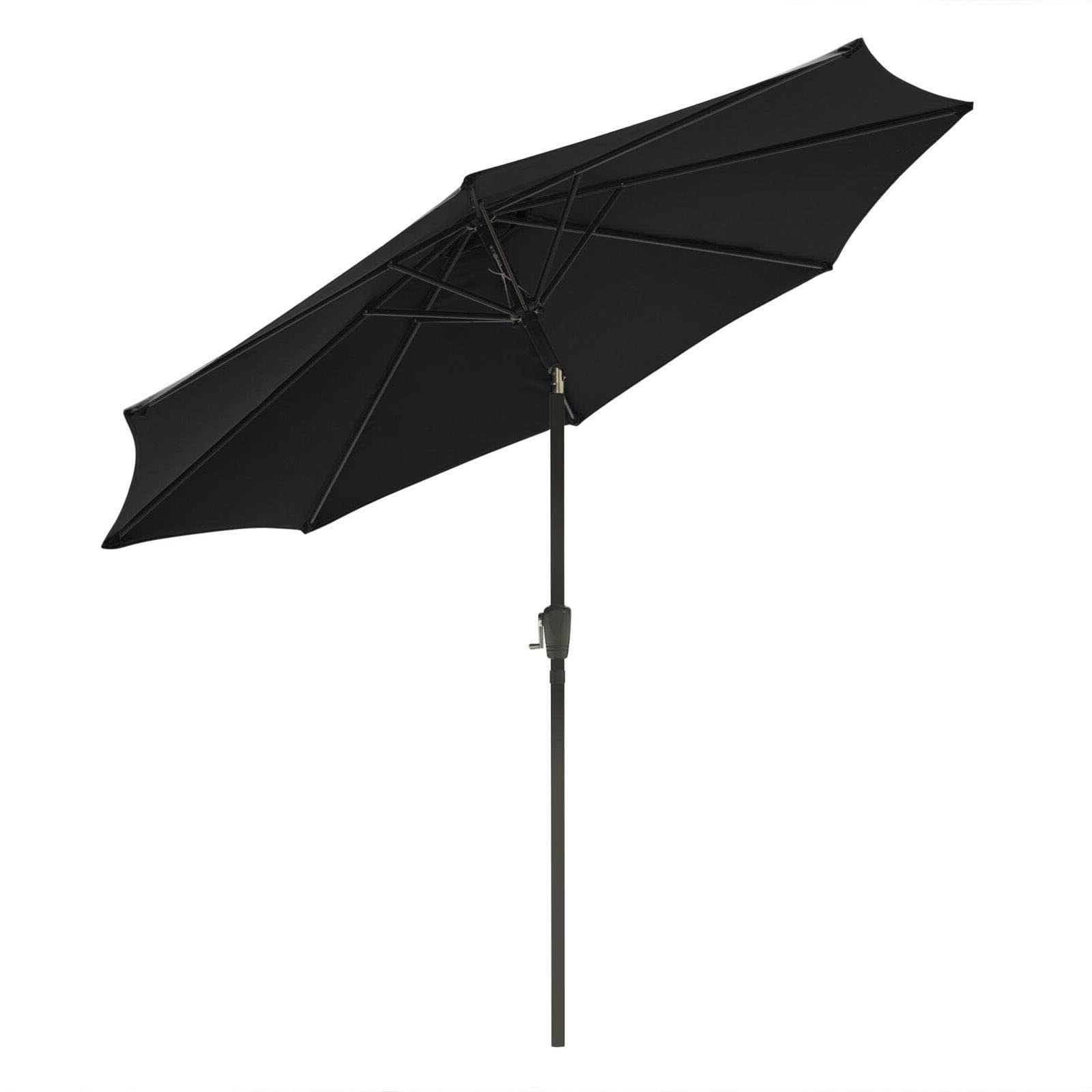 WDSOPK Outdoor Parasol Market Garden Sun Shade Canopy Cover Black 2.7m Patio Umbrella