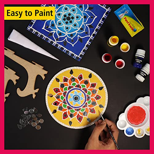 Image of SOLOBOLO Lippan Art and Craft Materials Kit for Adults and Beginners, Premarked MDF Board Warli Art Painting DIY Kit with Stands for Room Wall Hanging, Office and Home Decoration (a) Beginner)