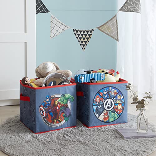 Image of Marvel Avengers Collapsible Storage Cubes,Set of 2, 10 inchx10 inch, Grey, Spacious Organizer Bins for Kids' Room, Closet, or Playroom