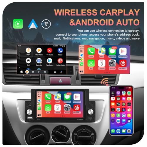 Autorradio MP5 1DIN de 5,9 Pulgadas con Carplay Inalámbrico contra Retardos 2