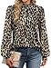 WIHOLL Long Sleeve Shirts for Women Business Casual Fall Outfits for Women 2025 Mock Neck Early Fall Fashion Must Haves Clothing Cute Blouses Clothes Trendy Boho Tops Leopard Print S