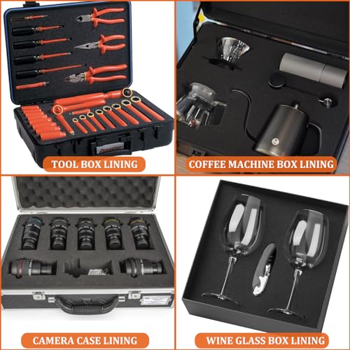 APOCHON 4 Folhas de Espuma de Polietileno Personalizáveis, Inserções de Espuma Cortáveis de 16 X 12