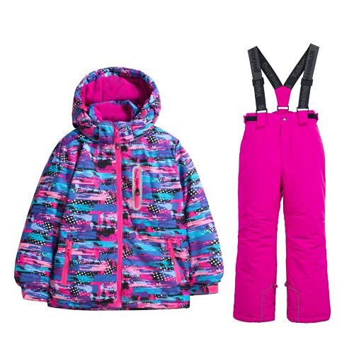 Wowulovely Girls Thicken Warm Snowsuit Hooded Ski Jacket Pants Set Waterproof Breathable Ski Suits(Zt,Rose 10) #TOP29