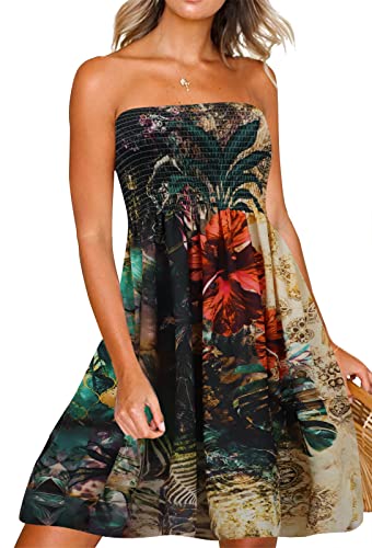 Image of Zyyfly Womens Summer Beach Dresses Strapless Cover Ups Dress Tube Top Sundresses