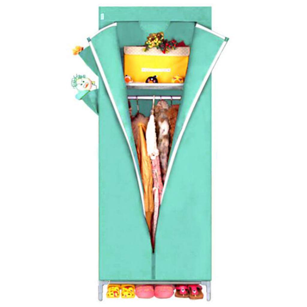 Armoire en tissu portable verte avec penderie et rangement pour placard