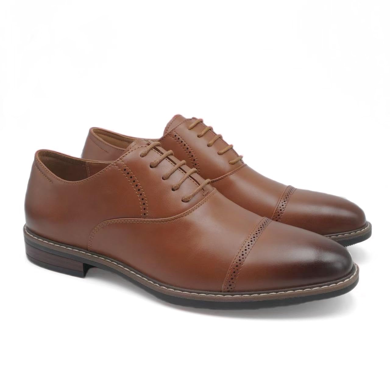 Finishing & Sewing Herren Cap-Toe Oxford Business-Schuhe mit Schnürung und Brogue-Design