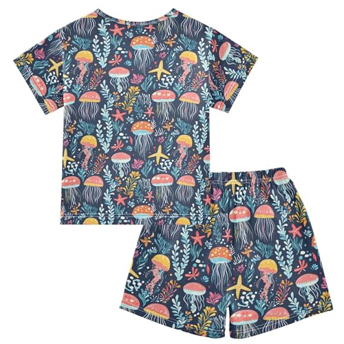 Colorful Jellyfish Pajama Set Pajamas Sleepwear Nightwear Loungewear Clothes Set B04049102