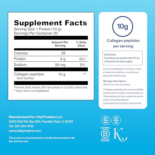 Image of Vital Proteins Collagen Peptides Powder Supplement, Hydrolyzed Collagen Peptides Travel Pack, 20 Individual Packets