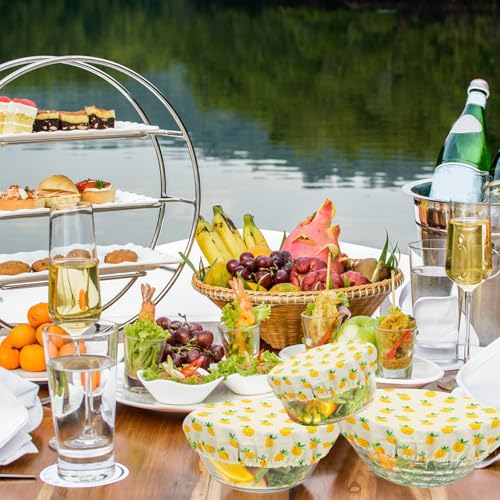 Couvercles Réutilisables pour Plats Élastiques en Coton Lavable Lot de 3 - 7